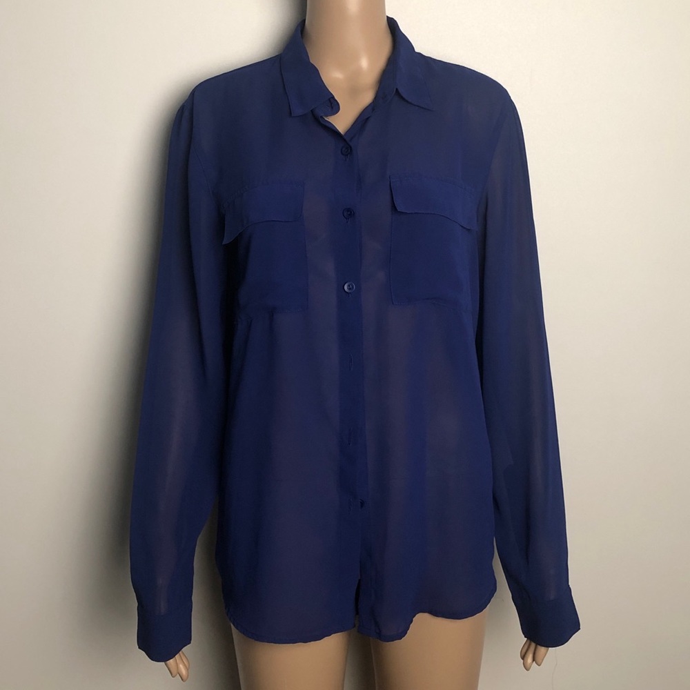 Royal blue long sleeve button down